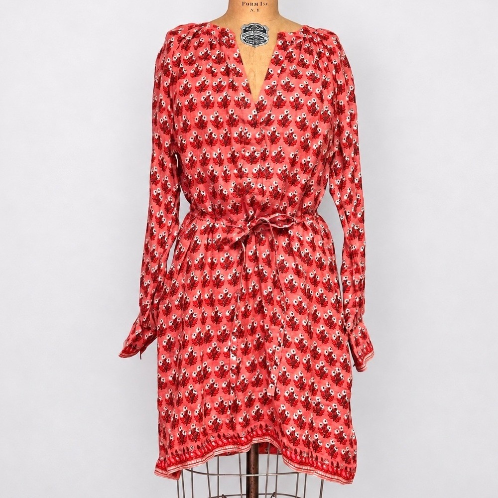 J.Crew Cabana Mini Dress M NWT Ramie Block Print Coral Floral Slip $198